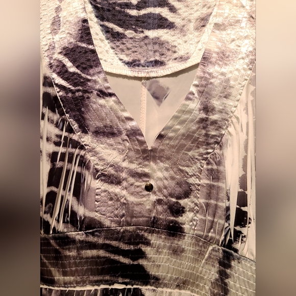 One World white&black tye dye crinkle stretch tuxedo dress szM BEAUTIFUL - Picture 5 of 9